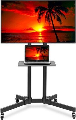 Mount Factory Rolling TV Stand Mobile TV Cart for 32-65 inch Plasma Screen, LED, LCD, OLED, Curved TV's - Universal Mount with Wheels