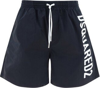 Logo Printed Wide Leg Swim Shorts