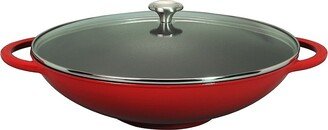 French Enameled Cast Iron Wok & Glass Lid