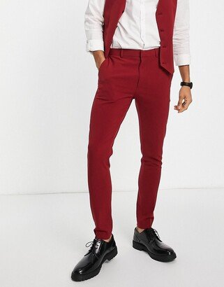 super skinny suit pants in burgundy