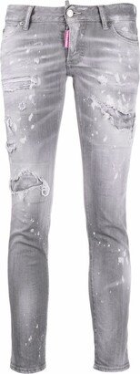 Jennifer cropped distress-effect jeans