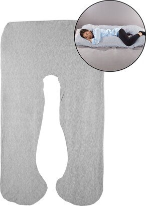 U-Shaped Full Body Pillow Gray Cover 100% Cotton Pillows up to 58 Inches