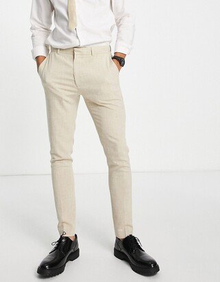 super skinny suit pants in camel crosshatch