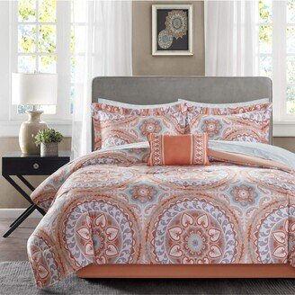 Gracie Mills 9-pc Essentials - Serenity Complete Bed & Sheet Set, Coral - Queen