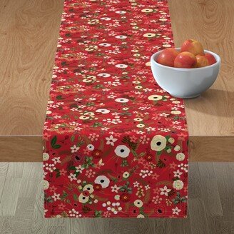 Table Runners: Vintage Floral Table Runner, 90X16, Red