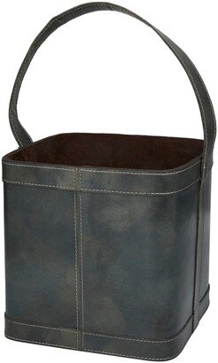 SONOMA SAGE HOME Blue Leather Four Bottle Wine Holder with Carrying Handle-AA