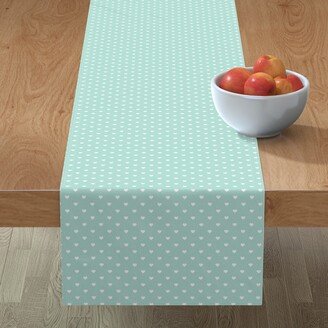 Table Runners: Polka Dot Hearts Table Runner, 108X16, Green