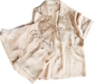 Adore by Michelle Mura Heavenly Short Sleeve Pyjama Satin Champagne Sleepwear Set