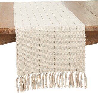 Saro Lifestyle Stripe Sophistication Fringe Tassels Table Runner, 16