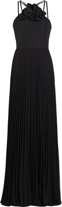 Pleated Chiffon Halter Gown