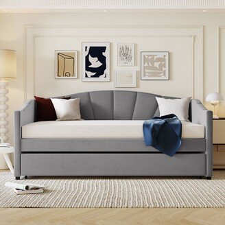 Upholstered Daybed With Trundle Bed|Blue