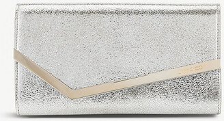 Womens Champagne Emmie Glitter Leather Clutch