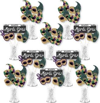 Big Dot of Happiness Mardi Gras - Masquerade Party Centerpiece Sticks - Showstopper Table Toppers - 35 Pieces