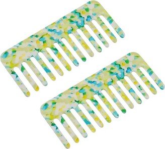 Unique Bargains Anti-Static Hair Comb Wide Tooth for Thick Curly Hair Hair Care Detangling Comb For Wet and Dry Dark 2.5mm Thick Light Green 2 Pcs