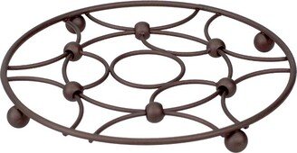 Arbor Collection Round Ornate Carved Steel Decorative Heat Resistant Non-Skid Trivet, Oil Rubbed Bronze