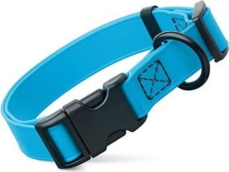 Dogline Biothane Waterproof Collar with QR Buckle Cyan Blue W 5/8 - L 9-14