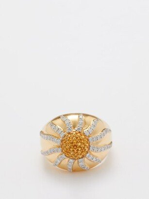 Sun Diamond, Citrine & 18kt Gold Ring