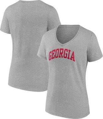 Women's Branded Heather Gray Georgia Bulldogs Basic Arch V-Neck T-shirt
