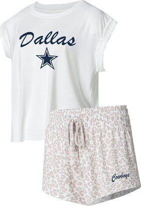 Women's Concepts Sport White, Cream Dallas Cowboys Montana T-shirt and Shorts Sleep Set - White, Cream
