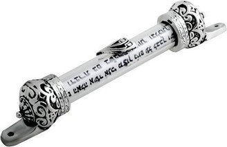 Silver Crown Cover Mezuzah & Shema Israel Scroll 5 Inch Height Israel Gift Jewish Door Mezuzah Judaica Shadai Guradian