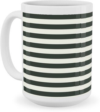 Mugs: Stripe - Black And Cream Ceramic Mug, White, 15Oz, Black