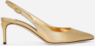 Foiled calfskin slingbacks