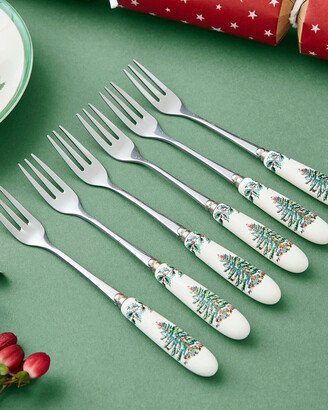 Christmas Tree S/6 Pastry Forks, Set of 4