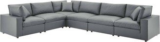 6pc Commix Down Filled Overstuffed Vegan Leather Sectional Sofa