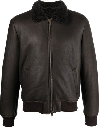 Shearling-Collar Sheepskin Jacket