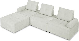 NINEDIN Convertible L Shaped Modular Sectional Chenille Sofa Couch w/Ottomans