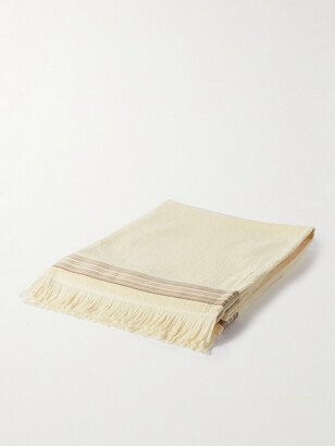 Fringed Striped Cotton-Terry Beach Towel-AA