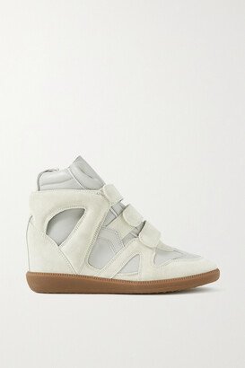 Buckee Suede And Leather Wedge Sneakers - Gray