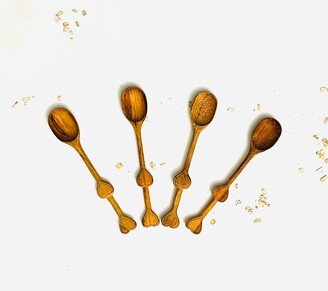 Double Hearts Wooden Spoon, Organic Love Kitchen Utensil, Natural Timber Tableware Handmade, Vintage Serving Spoons, Crafted Eco Gift Set