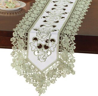 Collections Etc Elegant Intricate Cutwork Rosebud Lace Border Table Linens Sage Square