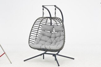 TiramisuBest 2 person Swing egg chair with rocking glide frame and cushion