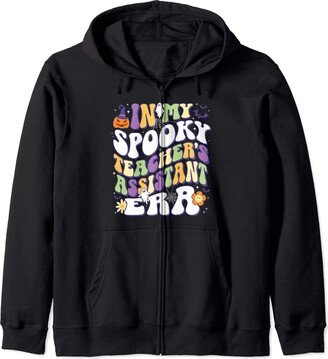 In My Spooky Teacher's Assistant Era Shirts JMB In My Spooky Teacher's Assistant Era Groovy Retro Halloween Zip Hoodie