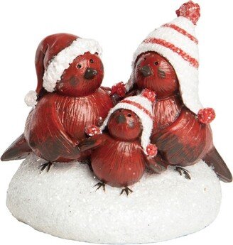 Resin 3 in. Red Christmas Striped Hat Bird Figurine