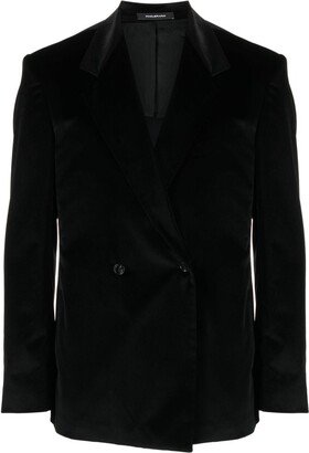 Velvet Double-Breasted Blazer