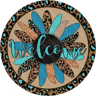 Sunflower Glitter Teal Wreath Sign, Signs For Wreaths, Enhancement, Fall