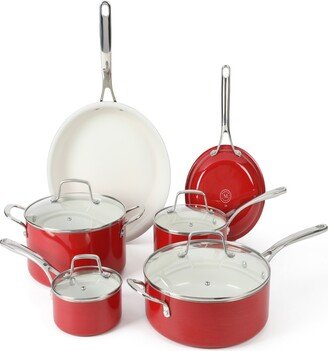 Martha Stewart Collection Lockton Ceramic Interior 10 Piece Cookware Set