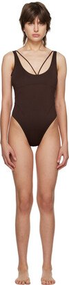 Brown Le Raphia 'Le Maillot Signature' One-Piece Swimsuit