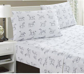 Horse Print 400 Thread Count Cotton Sheet Set