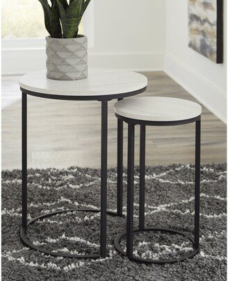 Briarsboro White/Black Nesting Accent Table Set, Set of 2 - 18.13x18.13x22.88 in, 11.75x11.75x20 in