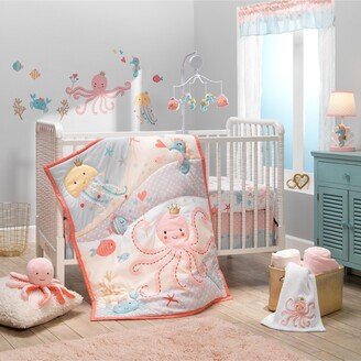 Ocean Mist 3-Piece Pink/Gray/Yellow Baby Crib Bedding Set