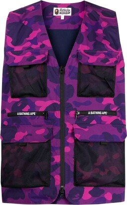 Camouflage-Print Zip-Up Vest