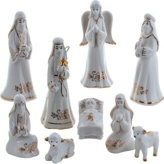 Kurt S. Adler Kurt Adler Kurt Adler 2-6.75 Inch Gold and White Nativity Table Piece, 9 Piece Set