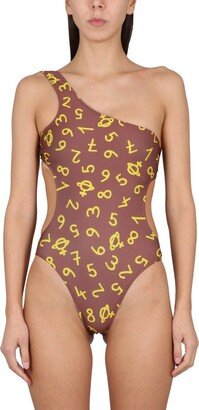 Numbers Printed Swimsuit