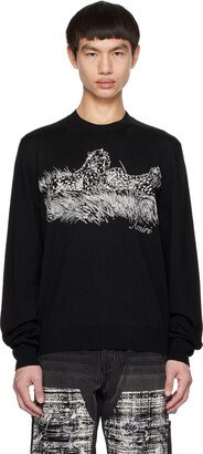 Black Embroidered Crewneck