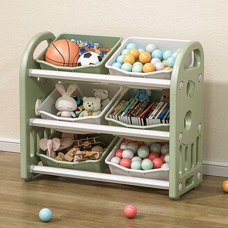 Kids Toy Storage Cabinet Organizer with 6 Bins and HDPE Shelf