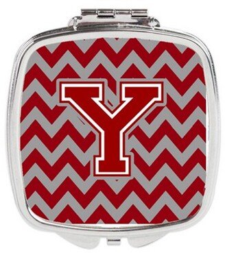 CJ1049-YSCM Letter Y Chevron Maroon & White Compact Mirror, 3 x 0.3 x 2.75 in.